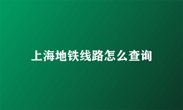 上海地铁线路怎么查询