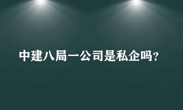 中建八局一公司是私企吗?