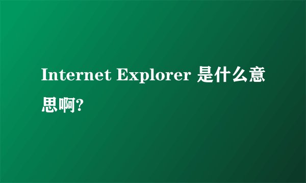 Internet Explorer 是什么意思啊?