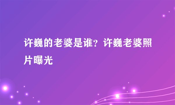 许巍的老婆是谁？许巍老婆照片曝光