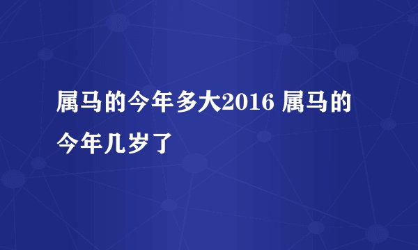 属马的今年多大2016 属马的今年几岁了