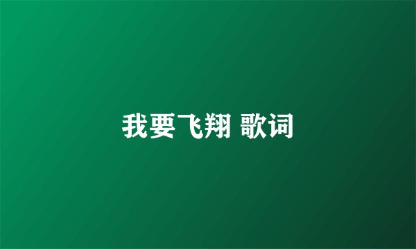 我要飞翔 歌词