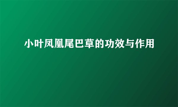 小叶凤凰尾巴草的功效与作用
