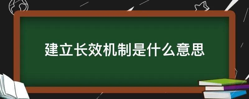 建立长效机制是什么意思