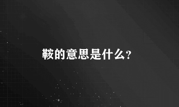 鞍的意思是什么？