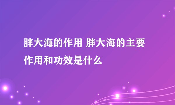 胖大海的作用 胖大海的主要作用和功效是什么
