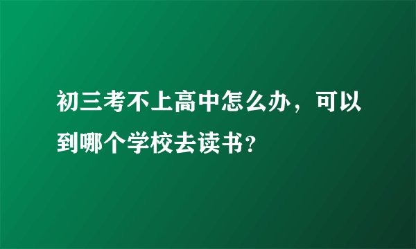 初三考不上高中怎么办，可以到哪个学校去读书？