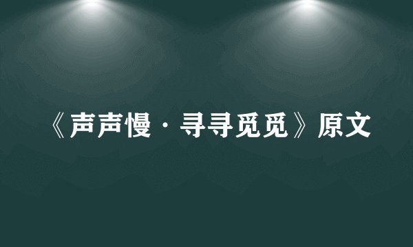 《声声慢·寻寻觅觅》原文