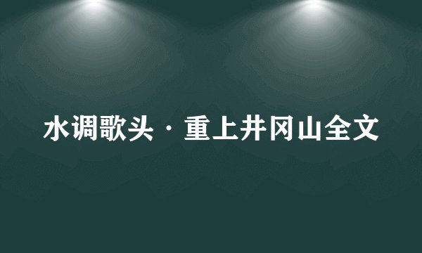 水调歌头·重上井冈山全文