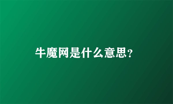 牛魔网是什么意思？