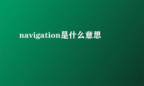 navigation是什么意思