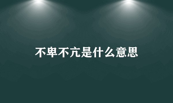 不卑不亢是什么意思