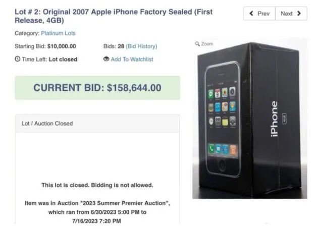 初代未拆封iPhone拍出113万 许多网友纷纷表示这是时代的留念