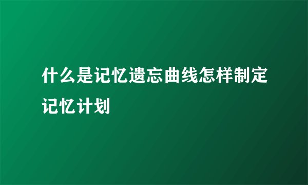 什么是记忆遗忘曲线怎样制定记忆计划