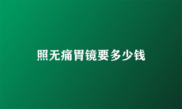 照无痛胃镜要多少钱