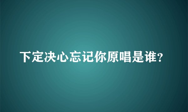 下定决心忘记你原唱是谁？