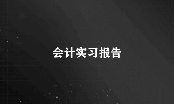 会计实习报告