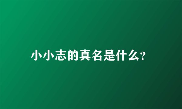 小小志的真名是什么？