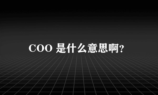 COO 是什么意思啊？