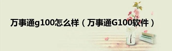 万事通g100怎么样（万事通G100软件）