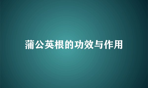 蒲公英根的功效与作用