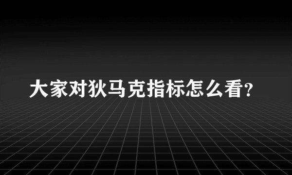 大家对狄马克指标怎么看？