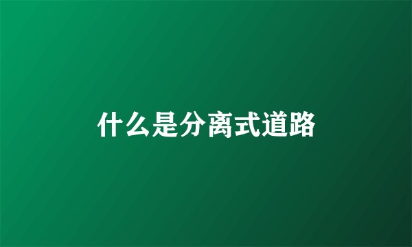 什么是分离式道路