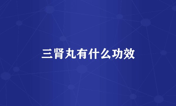 三肾丸有什么功效