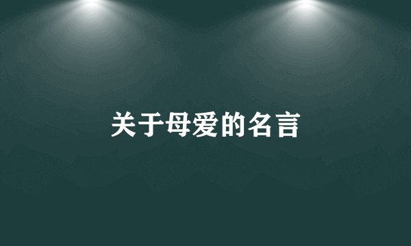 关于母爱的名言