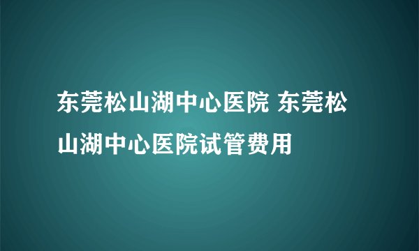 东莞松山湖中心医院 东莞松山湖中心医院试管费用