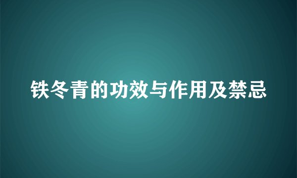 铁冬青的功效与作用及禁忌