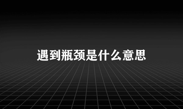 遇到瓶颈是什么意思