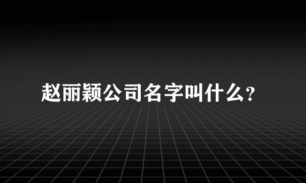 赵丽颖公司名字叫什么？