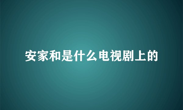 安家和是什么电视剧上的