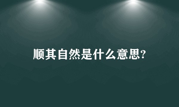 顺其自然是什么意思?