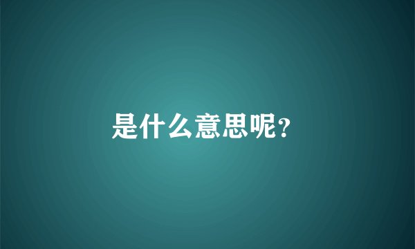 是什么意思呢？