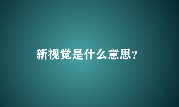 新视觉是什么意思？