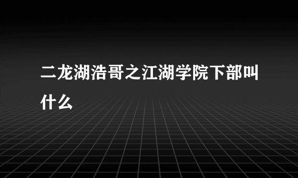 二龙湖浩哥之江湖学院下部叫什么