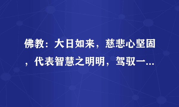 佛教：大日如来，慈悲心坚固，代表智慧之明明，驾驭一切现象者