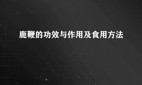 鹿鞭的功效与作用及食用方法