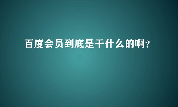 百度会员到底是干什么的啊？