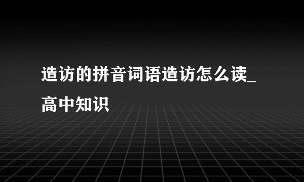 造访的拼音词语造访怎么读_高中知识