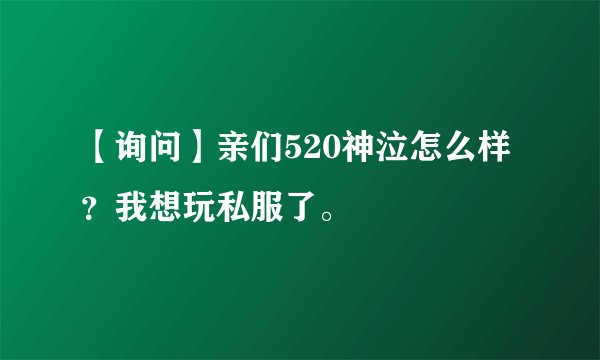【询问】亲们520神泣怎么样？我想玩私服了。