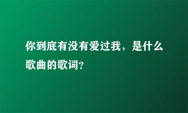 你到底有没有爱过我，是什么歌曲的歌词？