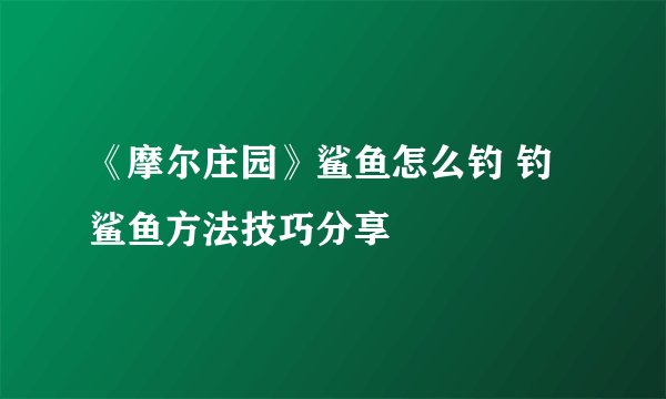 《摩尔庄园》鲨鱼怎么钓 钓鲨鱼方法技巧分享