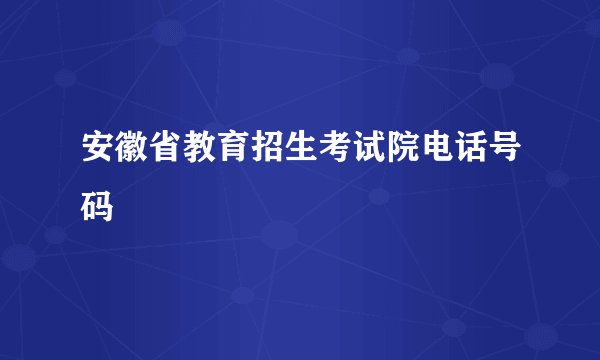 安徽省教育招生考试院电话号码