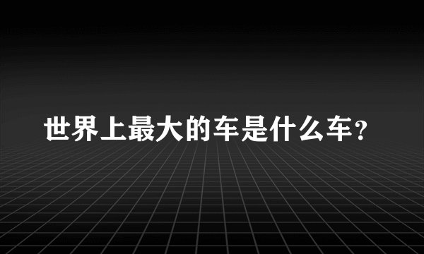 世界上最大的车是什么车？