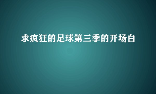 求疯狂的足球第三季的开场白
