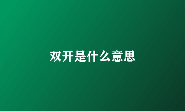 双开是什么意思