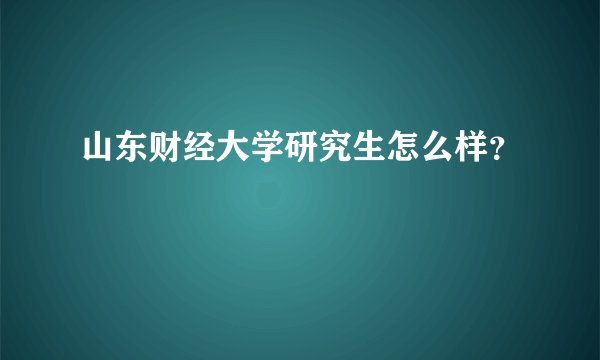 山东财经大学研究生怎么样？